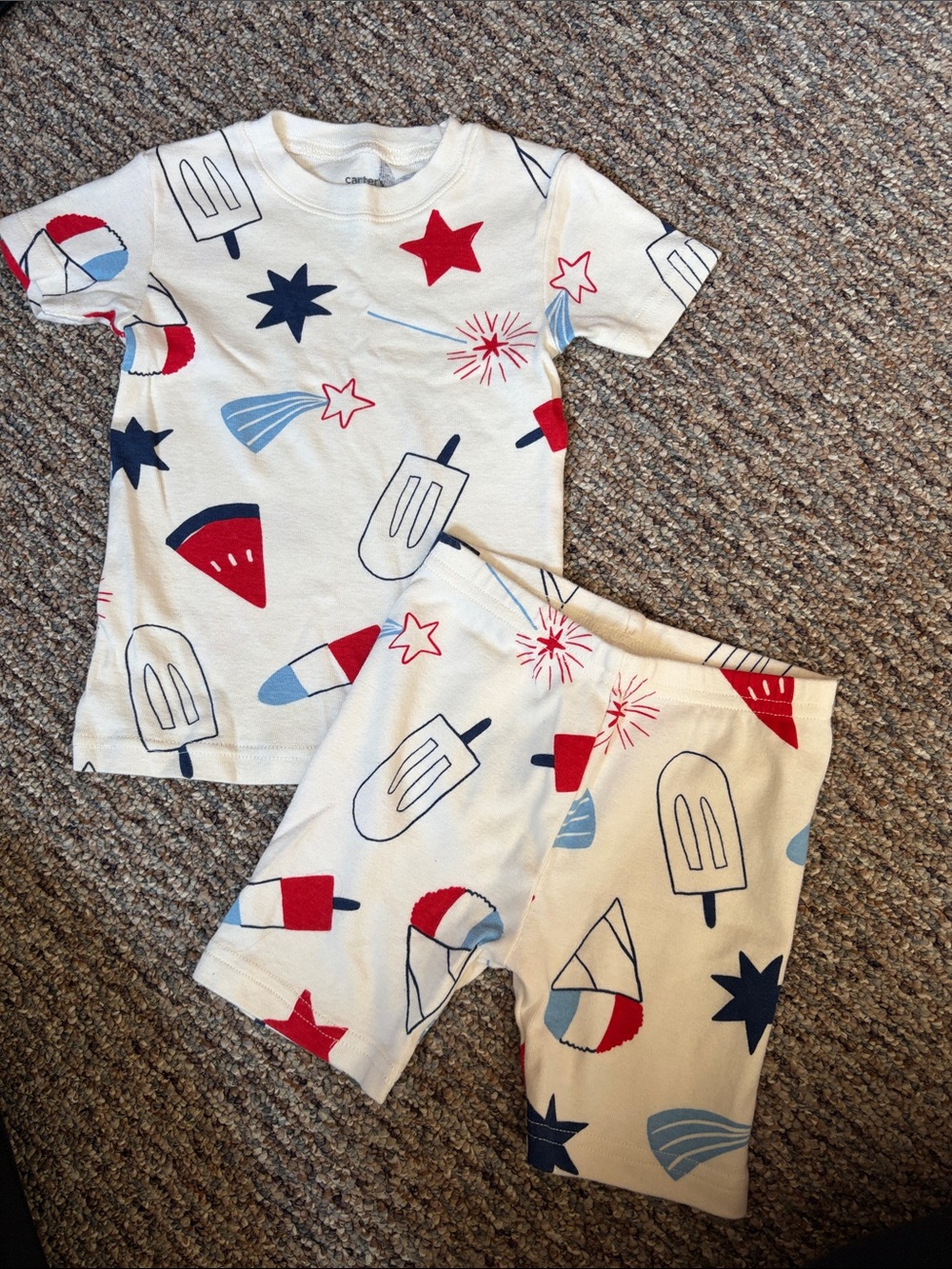Kids White Red & Blue Summer Pajama Set